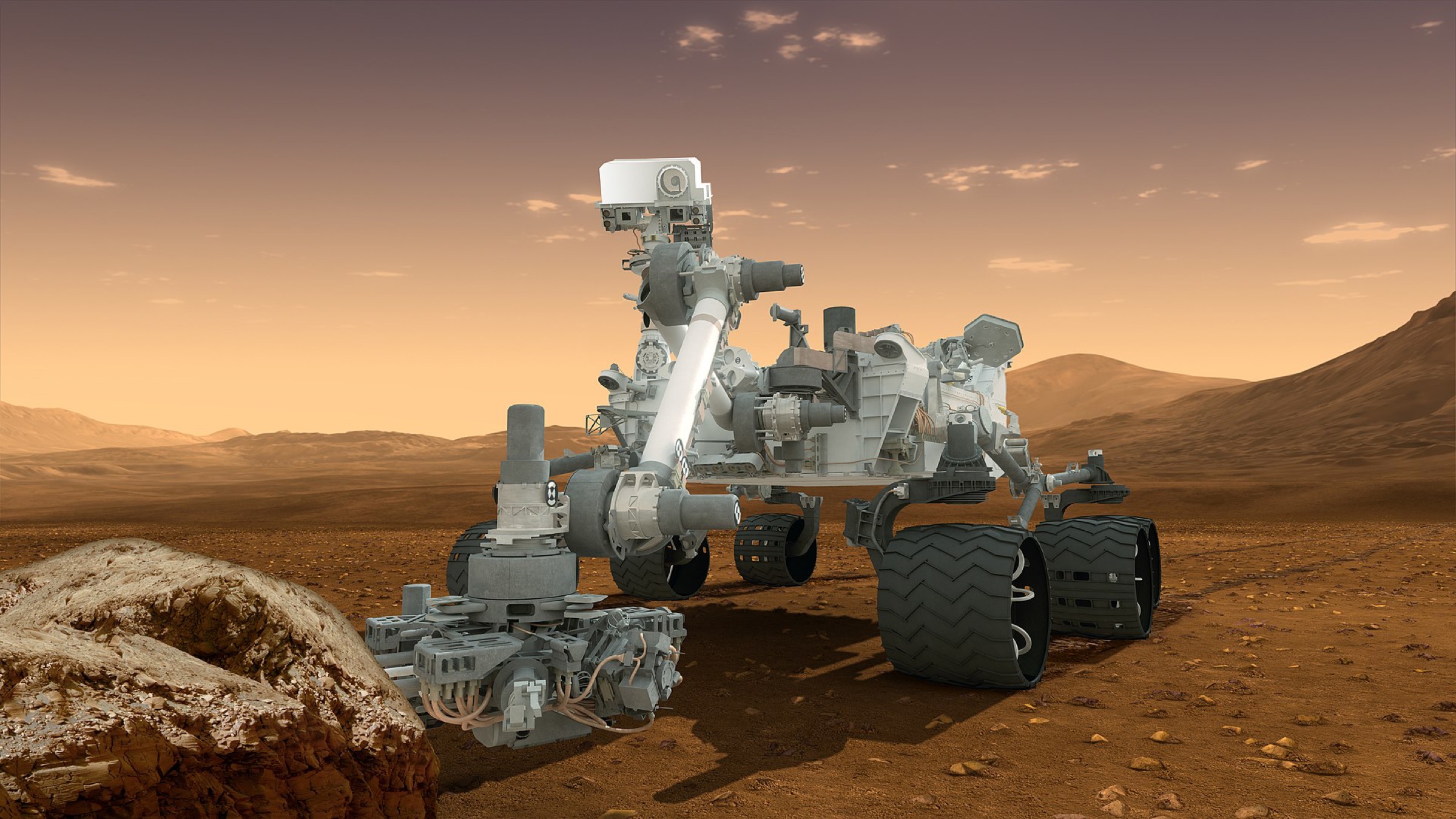 Minh họa 3D xe tự hành Curiosity trên sao Hỏa